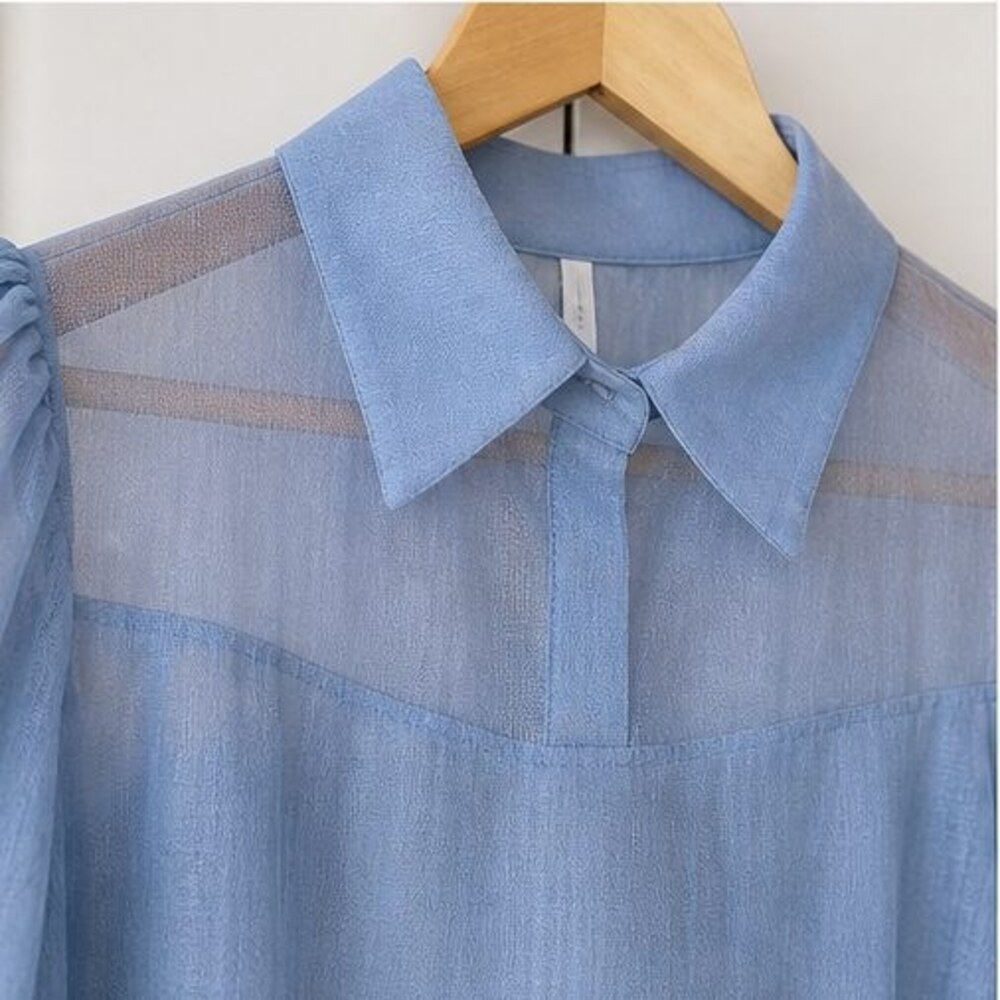 Blue Ruffle Blouse - Picture 4 of 6